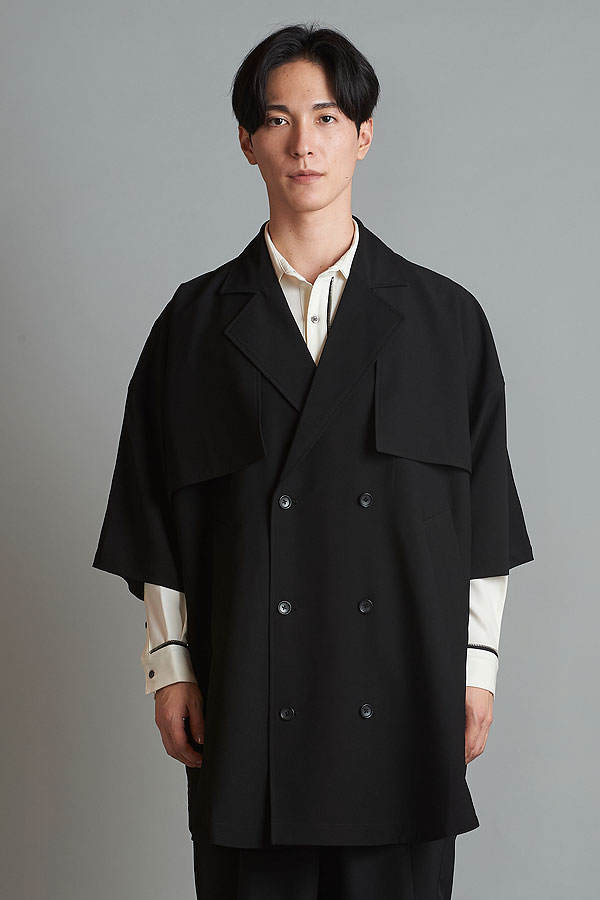60％OFF SALE セール NO ID. BLACK ノーアイディー ドルマンスリーブトレンチポンチョ メンズ ジャケット モード atfjkt_4