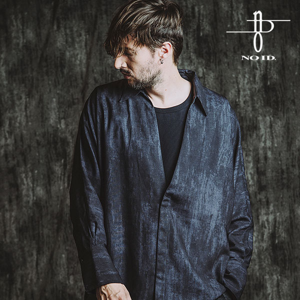 2025 秋 先行予約 9月上旬入荷予定 NO ID. BLACK ノーアイディー アンイーブンプリントV/NドルマンスリーブSH キャンセル不可 atftps