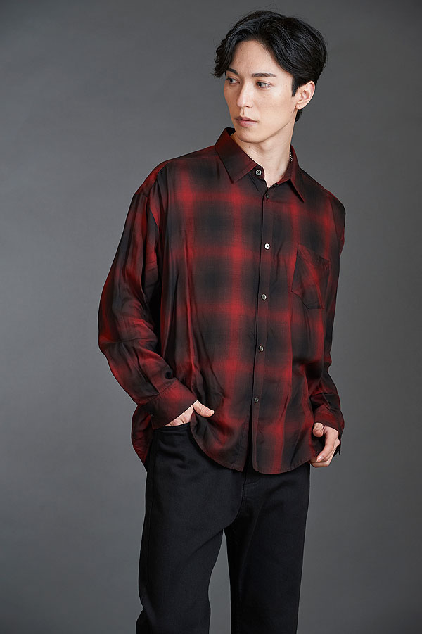 50％OFF SALE セール NO ID. ノーアイディー オンブレーチェックBIG-SH メンズ シャツ チェックシャツ atftps カジュアルシャツ
