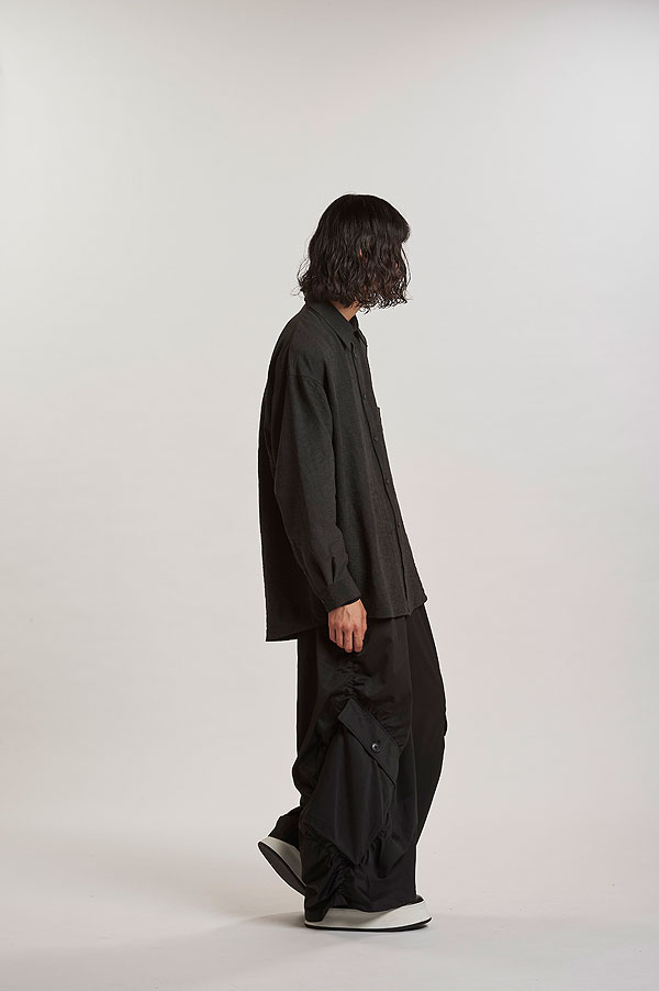 30％OFF SALE セール NO ID. ノーアイディー マットスキンスムースオーバーSH メンズ シャツ 長袖 オーバーサイズ 送料無料 atftps_11