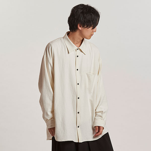 30％OFF SALE セール NO ID. ノーアイディー マットスキンスムースオーバーSH メンズ シャツ 長袖 オーバーサイズ 送料無料 atftps_1