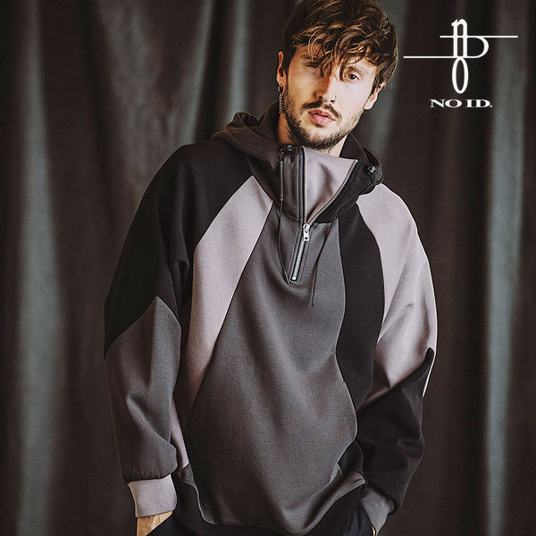 40％OFF SALE セール NO ID. ノーアイディー ボリュームネックハーフZIPパーカ メンズ パーカー プルオーバー atftps