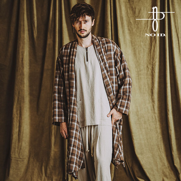 40％OFF SALE セール NO ID. ノーアイディー チェックガウン メンズ ガウン ガウンコート チェック柄 モード atftps