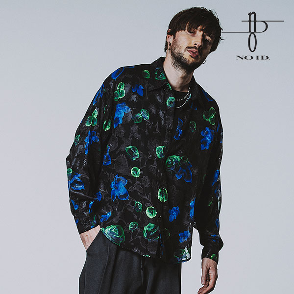 20％OFF SALE セール NO ID. BLACK ノーアイディー シアーフラワーBIG-SH メンズ シャツ 長袖シャツ 総柄シャツ 花柄 atftps