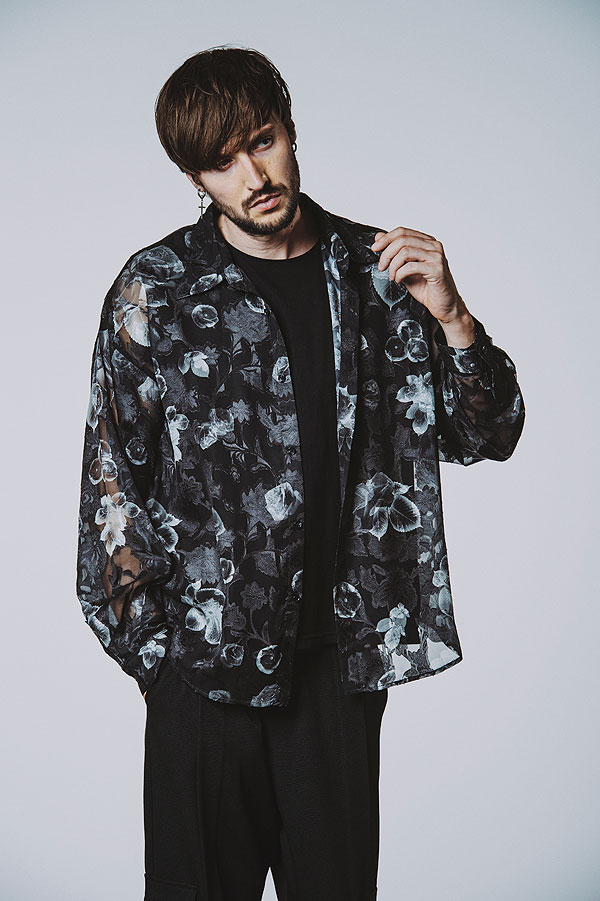 30％OFF SALE セール NO ID. BLACK ノーアイディー シアーフラワーBIG-SH メンズ シャツ 長袖シャツ 総柄シャツ 花柄 atftps_9
