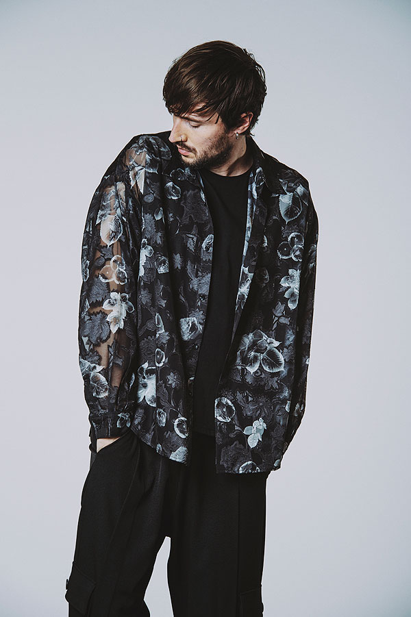 30％OFF SALE セール NO ID. BLACK ノーアイディー シアーフラワーBIG-SH メンズ シャツ 長袖シャツ 総柄シャツ 花柄 atftps_10