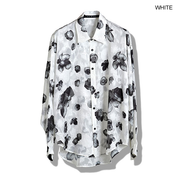 30％OFF SALE セール NO ID. BLACK ノーアイディー シアーフラワーBIG-SH メンズ シャツ 長袖シャツ 総柄シャツ 花柄 atftps_16
