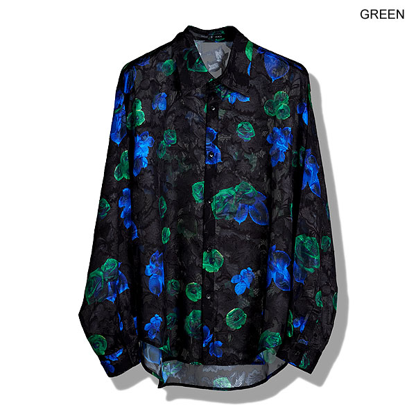30％OFF SALE セール NO ID. BLACK ノーアイディー シアーフラワーBIG-SH メンズ シャツ 長袖シャツ 総柄シャツ 花柄 atftps_17