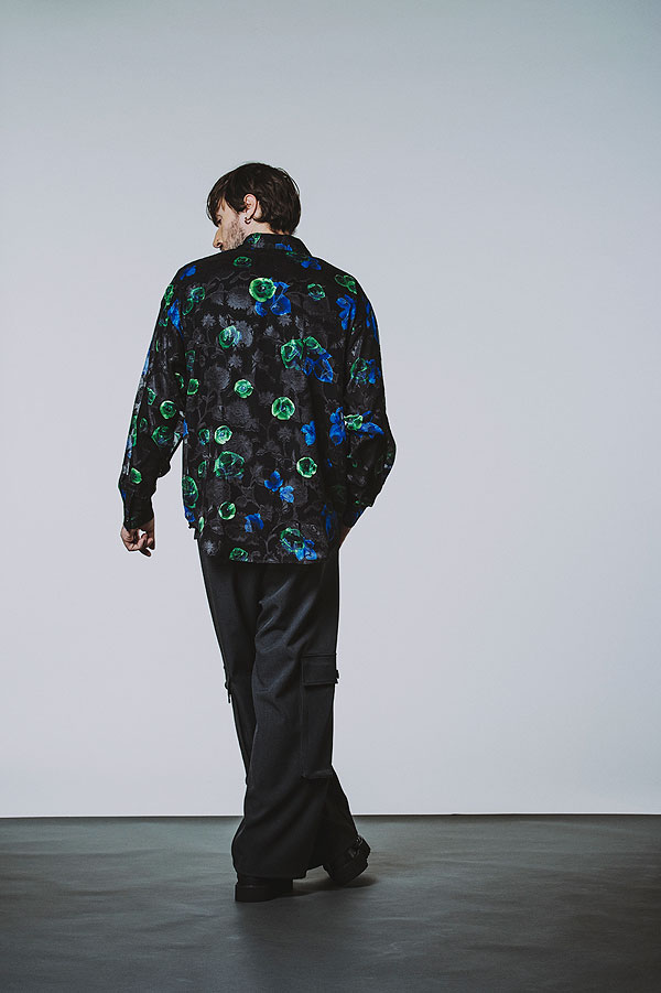30％OFF SALE セール NO ID. BLACK ノーアイディー シアーフラワーBIG-SH メンズ シャツ 長袖シャツ 総柄シャツ 花柄 atftps_6