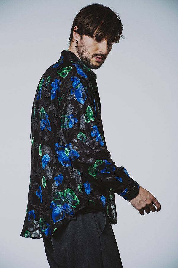 30％OFF SALE セール NO ID. BLACK ノーアイディー シアーフラワーBIG-SH メンズ シャツ 長袖シャツ 総柄シャツ 花柄 atftps_7