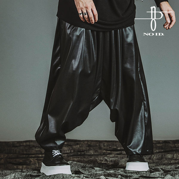 2025 冬 先行予約 11月上旬入荷予定 NO ID. BLACK ノーアイディー シンセティックレザーサルエルトラウザーズ キャンセル不可 atfpts