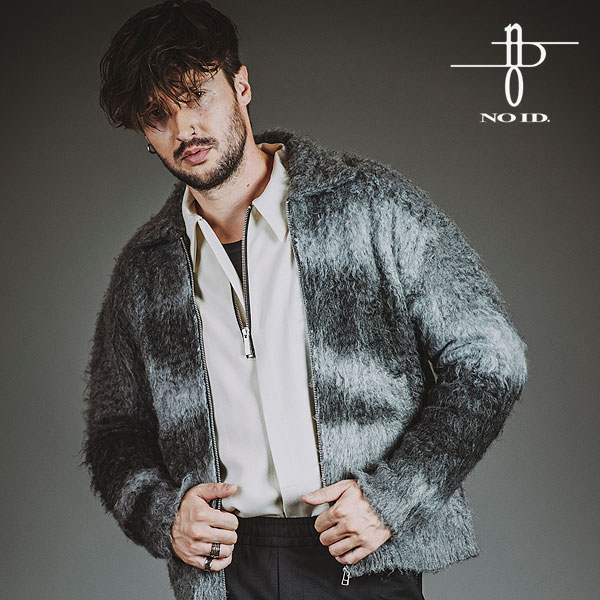 NO ID. ノーアイディー シャギージャカードニットBLZ メンズ ジャケット ニットジャケット シャツジャケット 送料無料 atfjkt