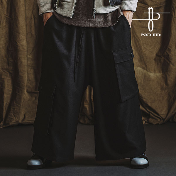40％OFF SALE セール NO ID. BLACK ノーアイディー アシンメトリーカーゴトラウザーズ メンズ パンツ カーゴパンツ atfpts