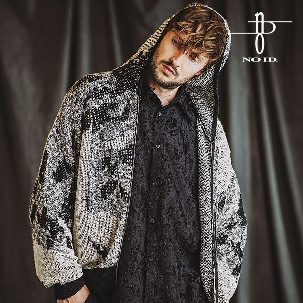 40％OFF SALE セール NO ID. ノーアイディー アブストラクトJQニットZIPパーカ メンズ パーカー ジップパーカー 総柄 atftps