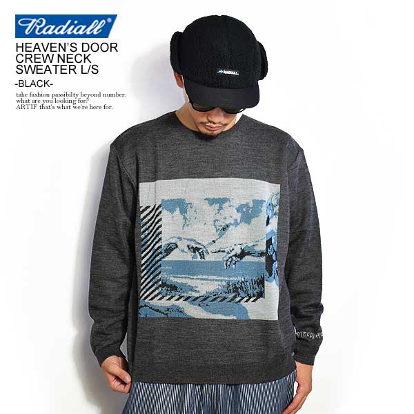 40％OFF SALE セール RADIALL ラディアル HEAVEN'S DOOR - CREW NECK SWEATER L/S - BLACK - radiall 送料無料 ストリート atftps