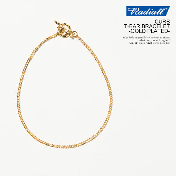 RADIALL ラディアル CURB - T-BAR BRACELET -GOLD PLATED- メンズ ブレスレット チェーンブレスレット 925シルバー atfacc