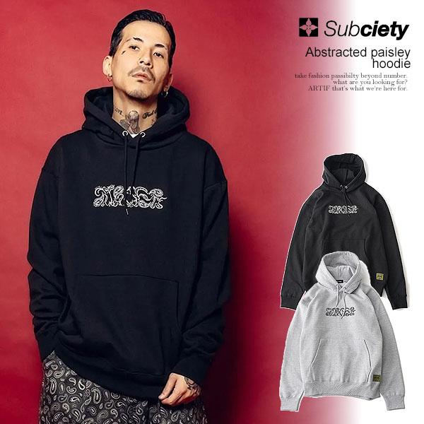 SUBCIETY サブサエティ Abstracted paisley hoodie subciety メンズ パーカー プルオーバー スウェット ヘビーウェイト 裏起毛 atftps