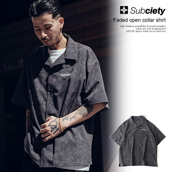 SUBCIETY サブサエティ Faded open collar shirt subciety メンズ シャツ 半袖シャツ オープンカラーシャツ 送料無料 ストリート atftps