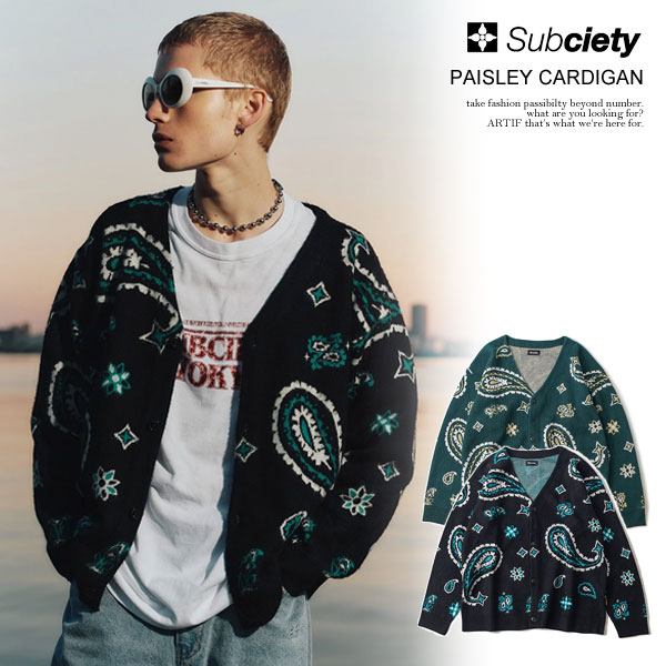 20％OFF SALE セール SUBCIETY サブサエティ PAISLEY CARDIGAN subciety メンズ カーディガン ペイズリー柄 総柄 atftpsの通販は 13,200円
