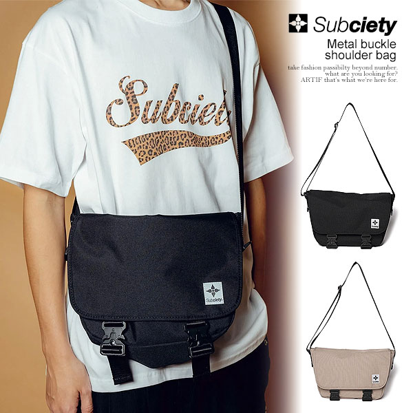 SUBCIETY サブサエティ Metal buckle shoulder bag subciety メンズ ショルダーバッグ ニュースペーパーバッグ カバン atfacc