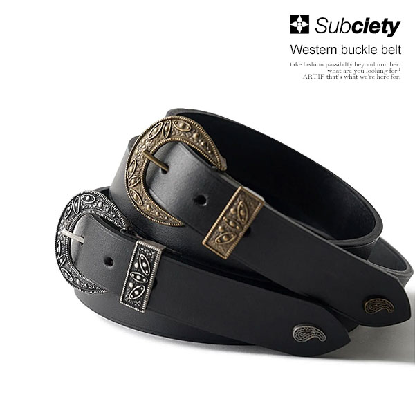SUBCIETY サブサエティ Western buckle belt subciety メンズ ベルト バックルベルト レザーベルト 送料無料 ストリート atfacc