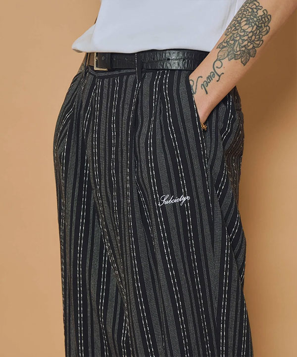SUBCIETY サブサエティ Jacquard stripe slacks メンズ パンツ スラックス ワイドパンツ ストライプ柄 送料無料 ストリート atfpts_10