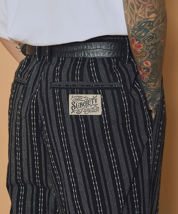 SUBCIETY サブサエティ Jacquard stripe slacks メンズ パンツ スラックス ワイドパンツ ストライプ柄 送料無料 ストリート atfpts_11