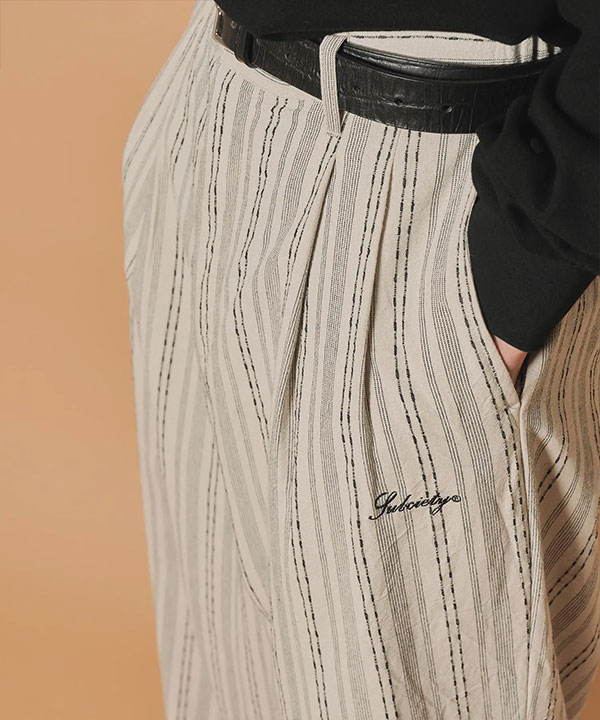 SUBCIETY サブサエティ Jacquard stripe slacks メンズ パンツ スラックス ワイドパンツ ストライプ柄 送料無料 ストリート atfpts_16