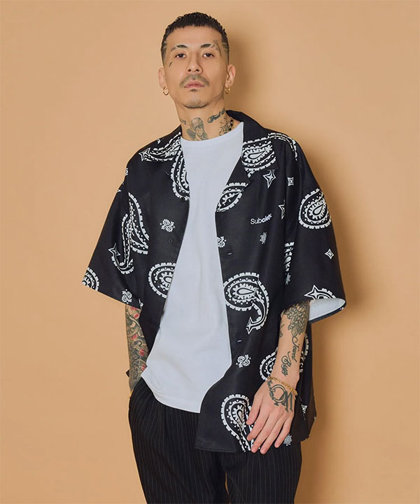 SUBCIETY サブサエティ Large paisley shirt シャツ 半袖 総柄シャツ ペーズリー柄 オープンカラーシャツ 送料無料 ストリート atftps_1