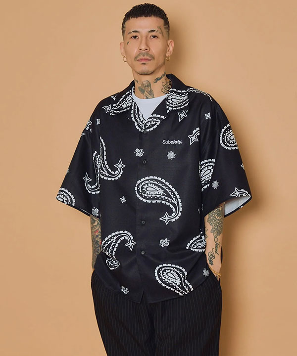 SUBCIETY サブサエティ Large paisley shirt シャツ 半袖 総柄シャツ ペーズリー柄 オープンカラーシャツ 送料無料 ストリート atftps_2