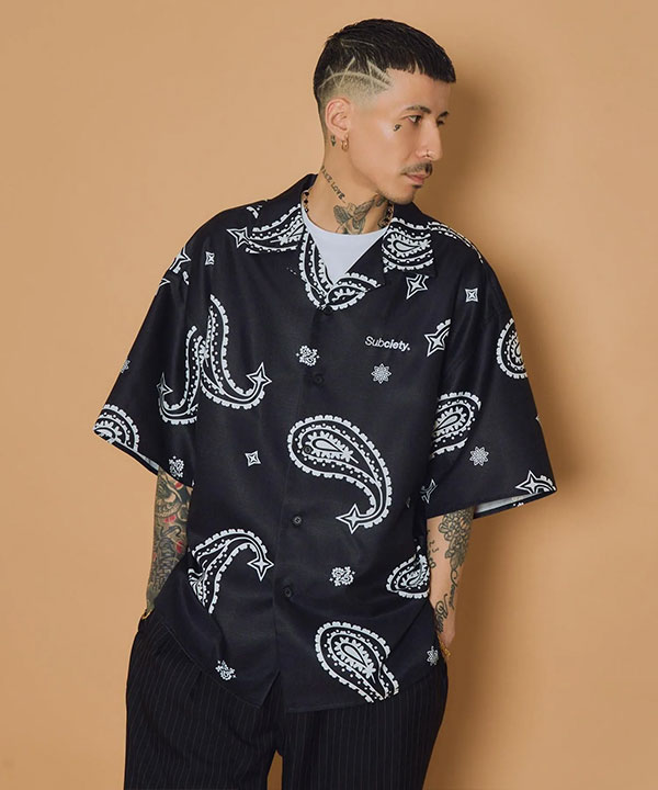 SUBCIETY サブサエティ Large paisley shirt シャツ 半袖 総柄シャツ ペーズリー柄 オープンカラーシャツ 送料無料 ストリート atftps_3