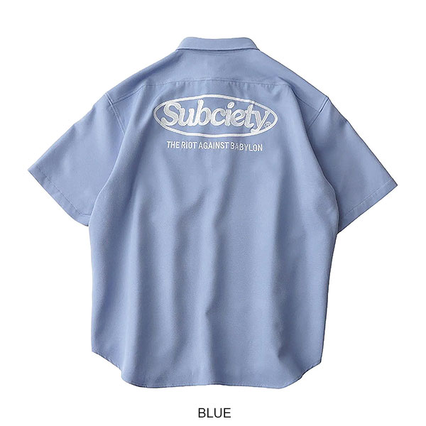 SUBCIETY サブサエティ Embroidery oval logo shirt シャツ 半袖 オーバルロゴ レギュラーカラーシャツ 送料無料 ストリート atftps_9