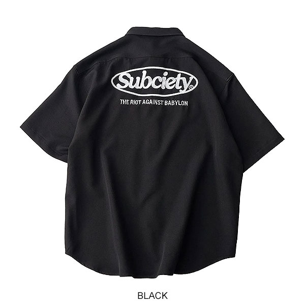 SUBCIETY サブサエティ Embroidery oval logo shirt シャツ 半袖 オーバルロゴ レギュラーカラーシャツ 送料無料 ストリート atftps_10