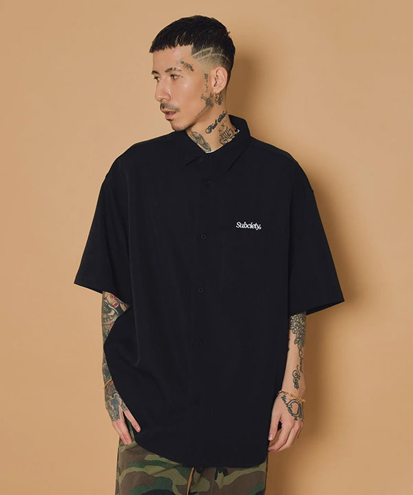SUBCIETY サブサエティ Embroidery oval logo shirt シャツ 半袖 オーバルロゴ レギュラーカラーシャツ 送料無料 ストリート atftps_3
