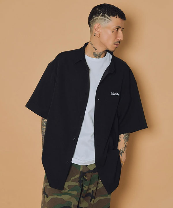 SUBCIETY サブサエティ Embroidery oval logo shirt シャツ 半袖 オーバルロゴ レギュラーカラーシャツ 送料無料 ストリート atftps_4