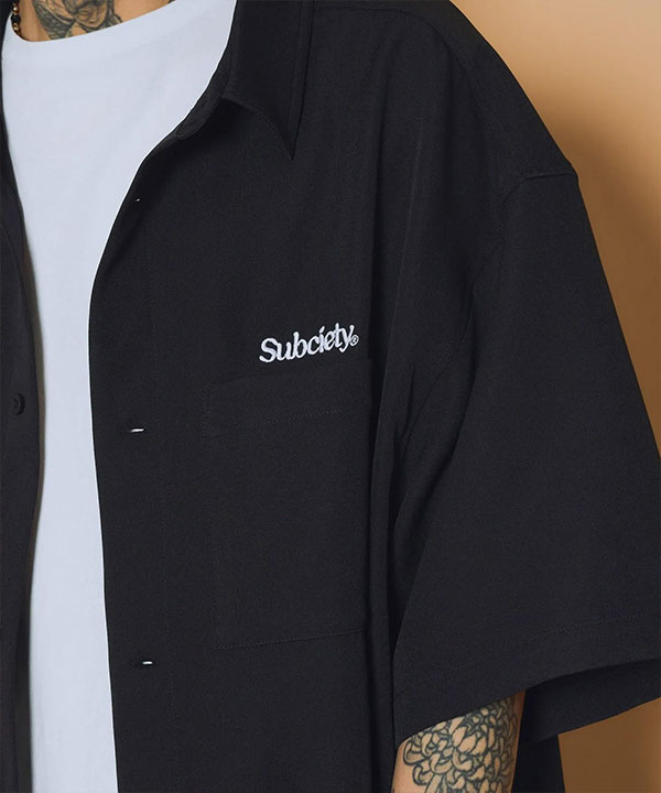 SUBCIETY サブサエティ Embroidery oval logo shirt シャツ 半袖 オーバルロゴ レギュラーカラーシャツ 送料無料 ストリート atftps_5