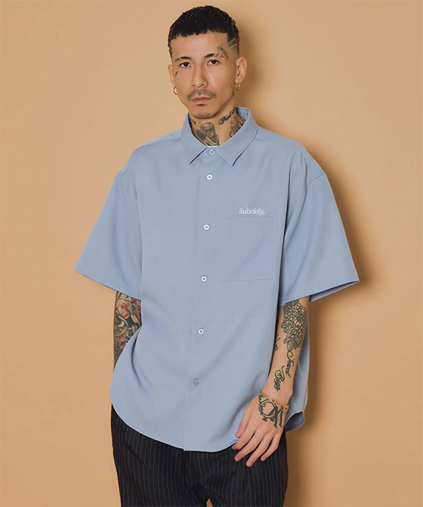 SUBCIETY サブサエティ Embroidery oval logo shirt シャツ 半袖 オーバルロゴ レギュラーカラーシャツ 送料無料 ストリート atftps_6