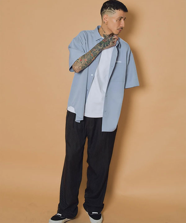 SUBCIETY サブサエティ Embroidery oval logo shirt シャツ 半袖 オーバルロゴ レギュラーカラーシャツ 送料無料 ストリート atftps_7