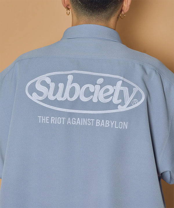 SUBCIETY サブサエティ Embroidery oval logo shirt シャツ 半袖 オーバルロゴ レギュラーカラーシャツ 送料無料 ストリート atftps_8
