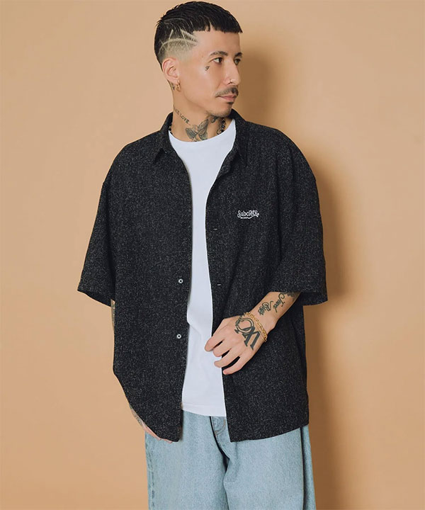 SUBCIETY サブサエティ Summer tweed shirt メンズ シャツ 半袖 サマーツイードシャツ 送料無料 ストリート atftps_1