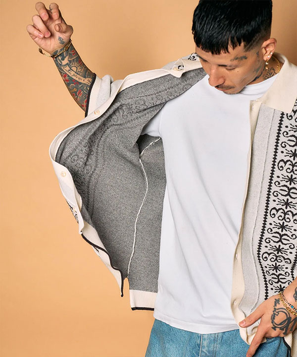 SUBCIETY サブサエティ Jacquard knit shirt メンズ シャツ 半袖 ニットシャツ ビッグシルエット 送料無料 ストリート atftps_9