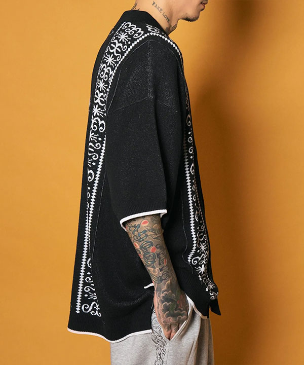 SUBCIETY サブサエティ Jacquard knit shirt メンズ シャツ 半袖 ニットシャツ ビッグシルエット 送料無料 ストリート atftps_11