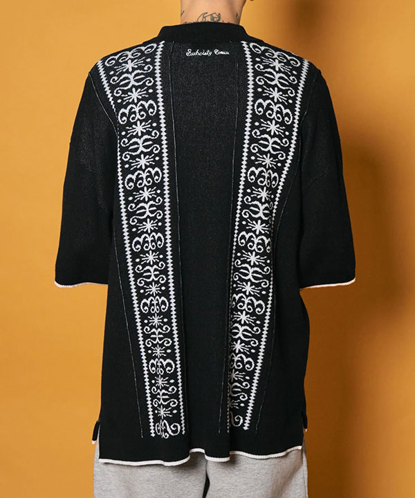 SUBCIETY サブサエティ Jacquard knit shirt メンズ シャツ 半袖 ニットシャツ ビッグシルエット 送料無料 ストリート atftps_12