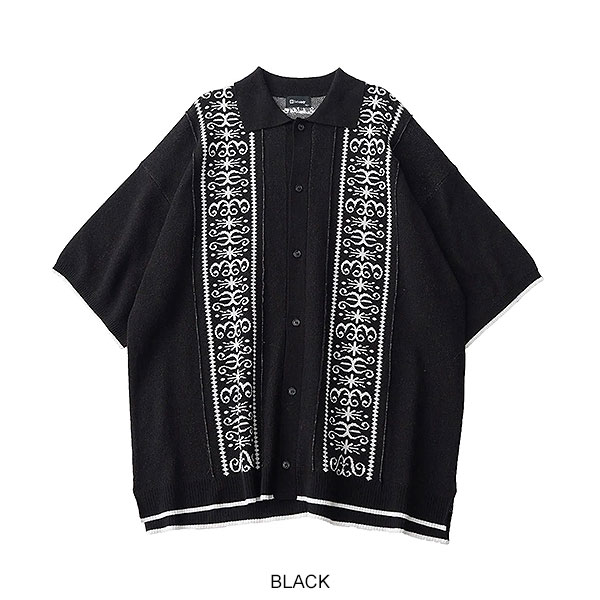 SUBCIETY サブサエティ Jacquard knit shirt メンズ シャツ 半袖 ニットシャツ ビッグシルエット 送料無料 ストリート atftps_18