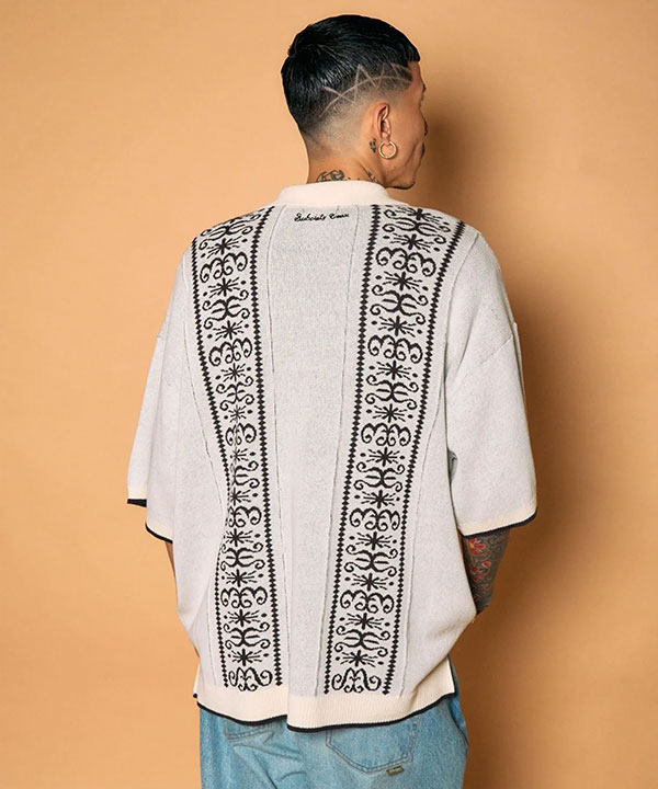 SUBCIETY サブサエティ Jacquard knit shirt メンズ シャツ 半袖 ニットシャツ ビッグシルエット 送料無料 ストリート atftps_4