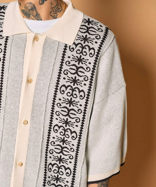 SUBCIETY サブサエティ Jacquard knit shirt メンズ シャツ 半袖 ニットシャツ ビッグシルエット 送料無料 ストリート atftps_6