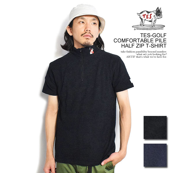 The Endless Summer エンドレスサマー TES-GOLF COMFORTABLE PILE HALF ZIP T-SHIRT メンズ Tシャツ 半袖 TES パイル atftpsの通販は