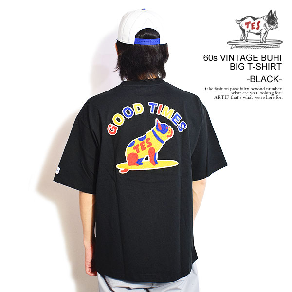 The Endless Summer エンドレスサマー TES 60s VINTAGE BUHI BIG T-SHIRT -BLACK- メンズ Tシャツ 半袖 TES ビッグTシャツ ストリート atftps