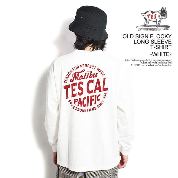 The Endless Summer エンドレスサマー TES OLD SIGN FLOCKY LONG SLEEVE T-SHIRT -WHITE- メンズ Tシャツ 長袖 ロンT atftps
