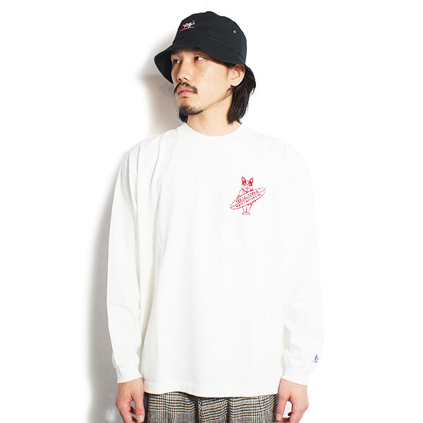 The Endless Summer エンドレスサマー TES OLD SIGN FLOCKY LONG SLEEVE T-SHIRT -WHITE- メンズ Tシャツ 長袖 ロンT atftps